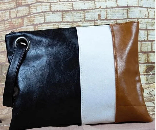 Brown and Black Oversized Clutch