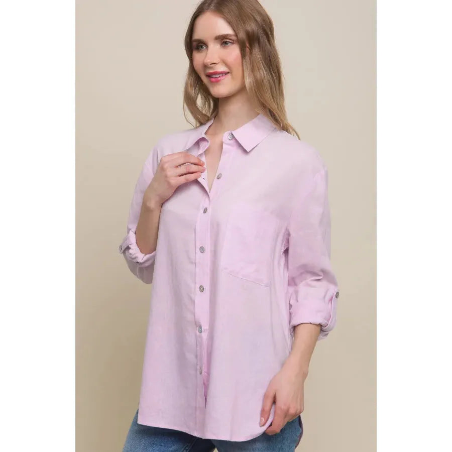 Sophie Linen Solid Button Down Shirt