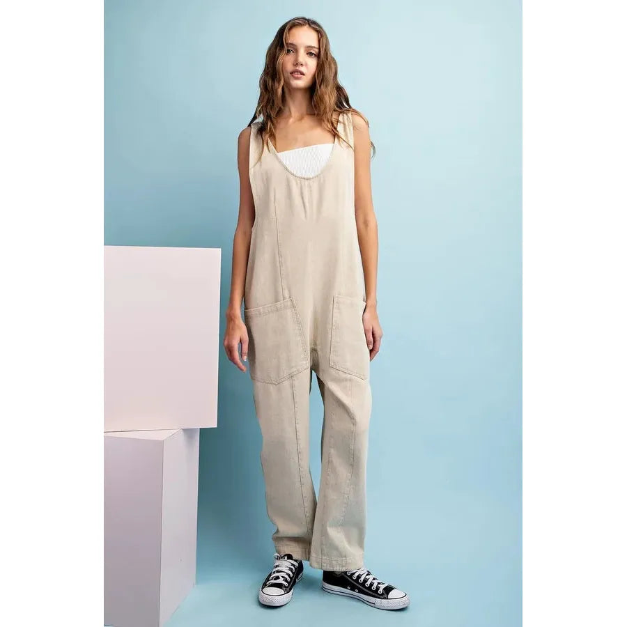 Chloe Mineral Washed Solid Jumpsuit