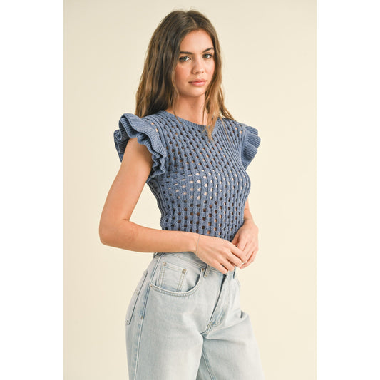 Finley Knitted Ruffle Sleeve Top